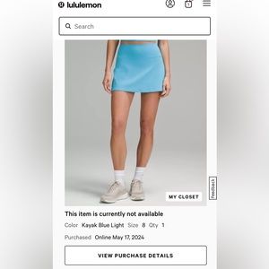 Lululemon “ Kayak Blue Light” Align High Rise skirt